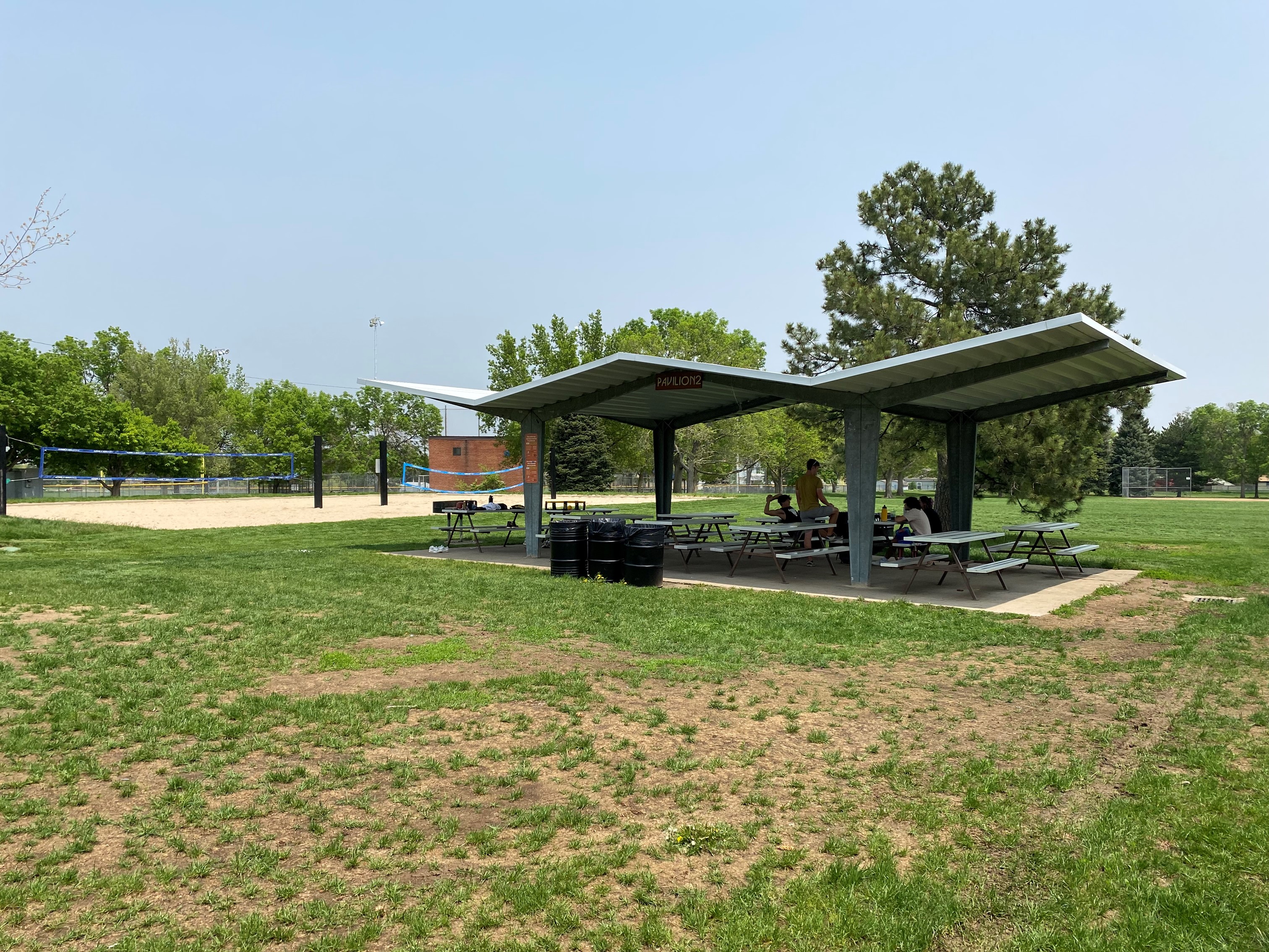 Lakewood Park reservable picnic shelter number two with sand volleyball court