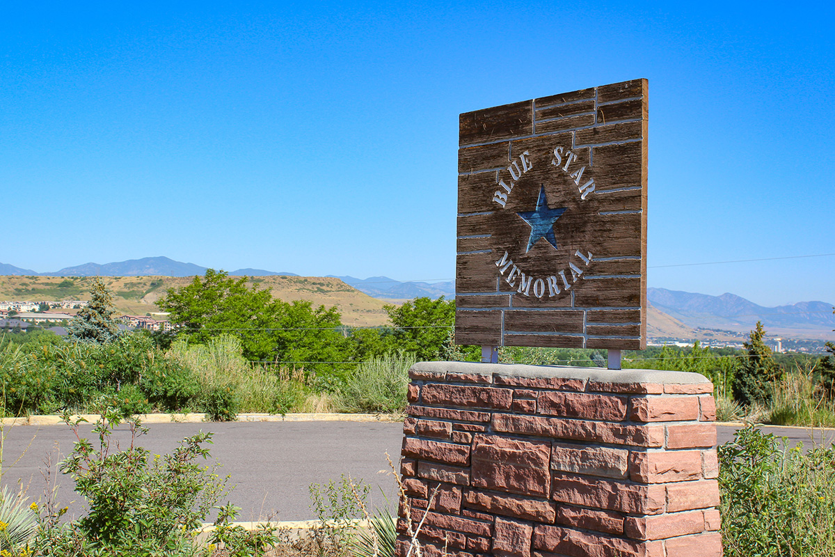 The Blue Star Memorial Highway sign.