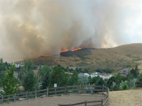 Green Mountain fire burning.